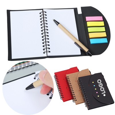 Multi Function Kraft Paper Sticky Notes Spiral Notebook