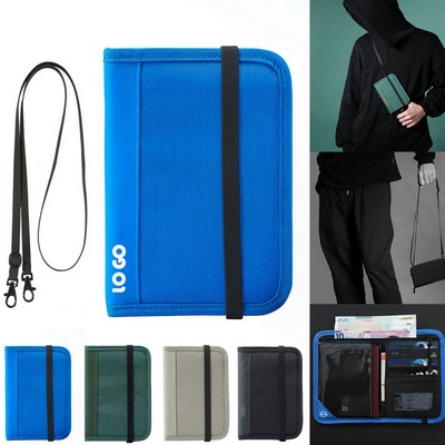 RFID Blocking Passport Holder with Detachable Lanyard