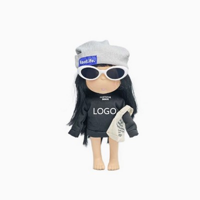 24CM Potato Doll Dress Grey Hat Cool Black Set