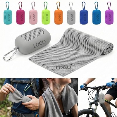 Portable Mini Silicone Cover Quick-Dry Polyester Cooling Towel