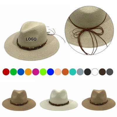 Beaded Sun Protection Straw Beach Hat