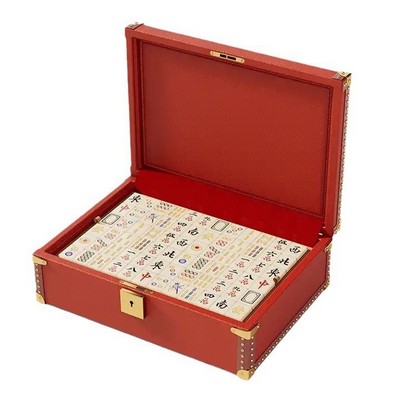 PU Leather Mahjong Game Set With Storage Case