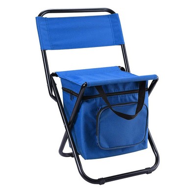 Portable Folding Cooler Chair with Backrest and Storage Bag