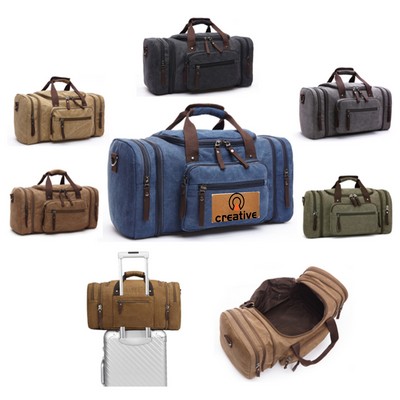 Vintage Canvas Leather Weekender Duffel Large Travel Bag