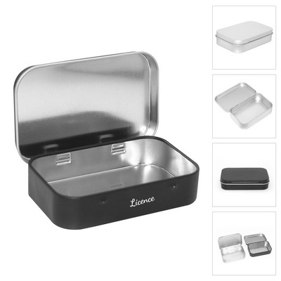 Metal Rectangular Mini Portable Storage Hinged Tin Box