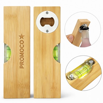 2-In-1 Bamboo Bottle Opener with Bubble Level