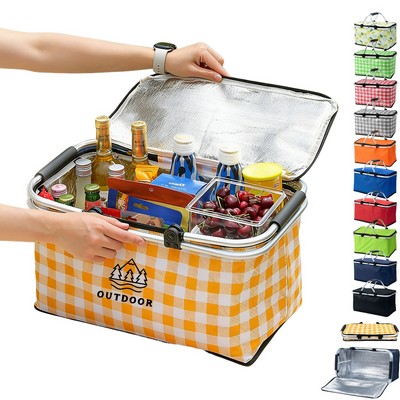 Insulated Folding Shopping Basket with Aluminum Foil Lining