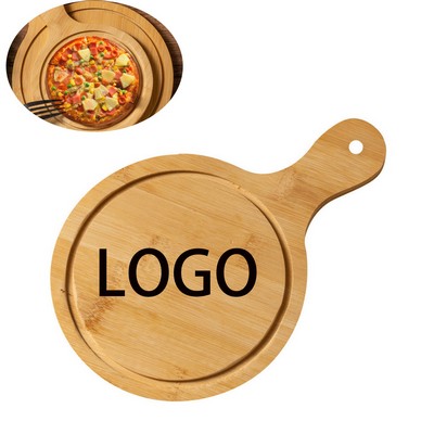 Handled Wooden Bamboo Pizza Tray Serving Board