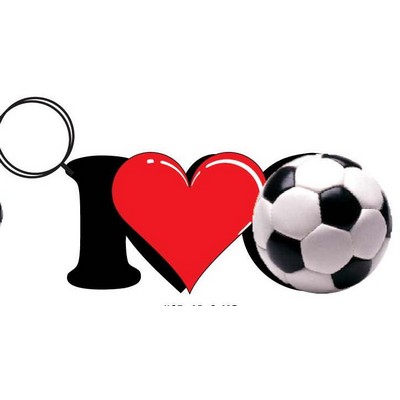 I Love Soccer Key Chain w/Clear Mirrored Back (8 Square Inch)