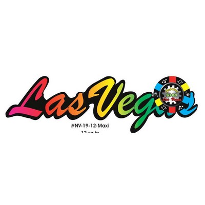 Las Vegas w/ Poker Chip Maxi Magnet (12 Square Inch)