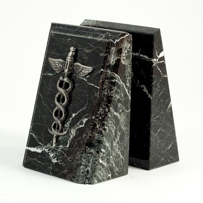 Beveled Marble Bookends - Medical