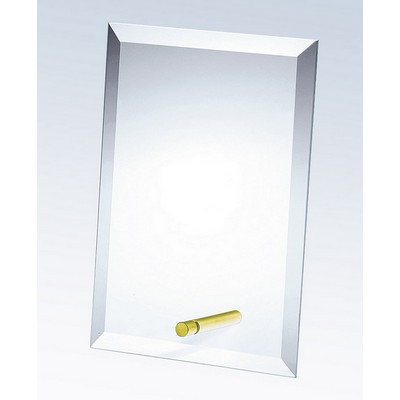 Beveled Jade Glass Vertical Rectangle with Brass Pole (4"x5")
