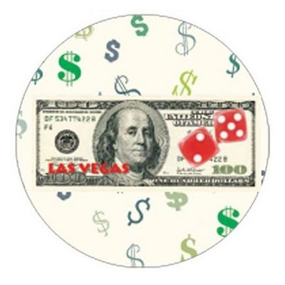 Las Vegas Dice $100 Bill Round Metal Photo Magnet (2 1/2" Diameter)
