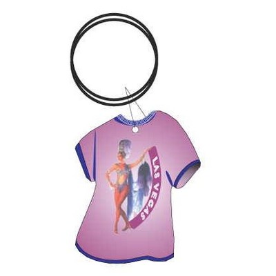 LV Showgirl in Purple T-Shirt Key Chain w/Clear Mirrored Back (4 Square Inch)