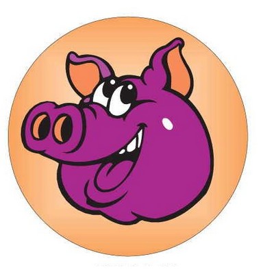 Pig Round Badge w/Bar Pin (2½" Diameter)