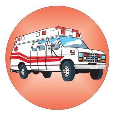 Ambulance Round Badge w/ Bar Pin (2 1/2" Diameter)