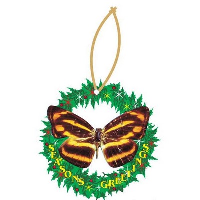 Brown & Yellow Butterfly Wreath Ornament w/ Mirrored Back (12 Square Inch)