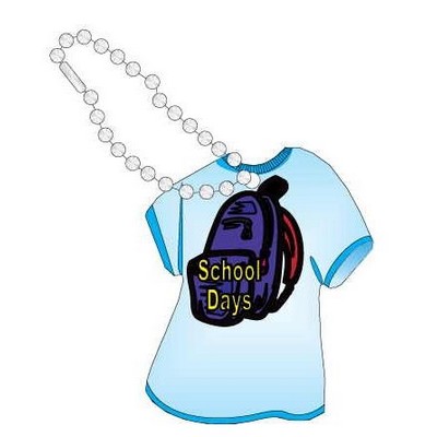 School Days Backpack T Shirt Key Chain w/ Black Back (4 Square Inch)