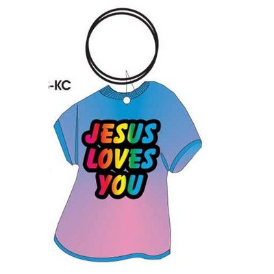 Jesus Loves You Executive T Shirt Keychain w/Mirrored Back (4 Square Inch)