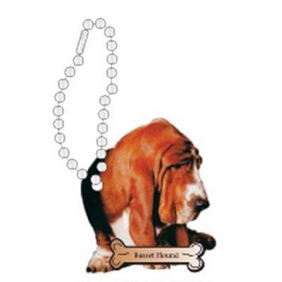 Basset Hound Dog Promotional Key Chain w/ Black Back (4 Square Inch)