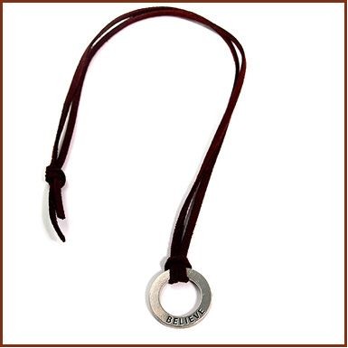 7/8" Pewter Debossed Lifesaver On 28" Faux Suede