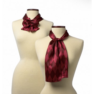 Maroon Red Argyle Silk Scarf (8"x45")