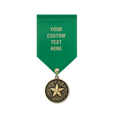 Star Cast CX Medal w/Satin Drape Ribbon (1 1/8")