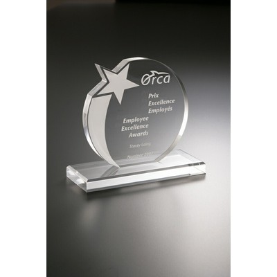 Acrylic Shooting Star Round Award w/ Base