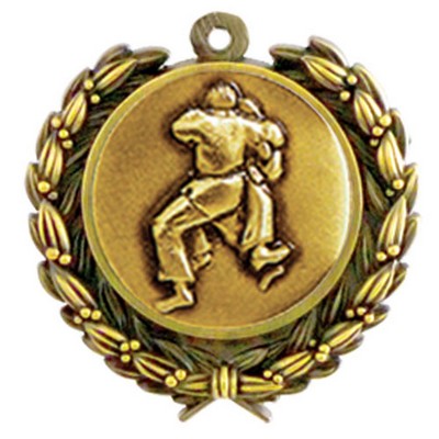 Stock Judo Medal w/ Wreath Edge (1 1/4")