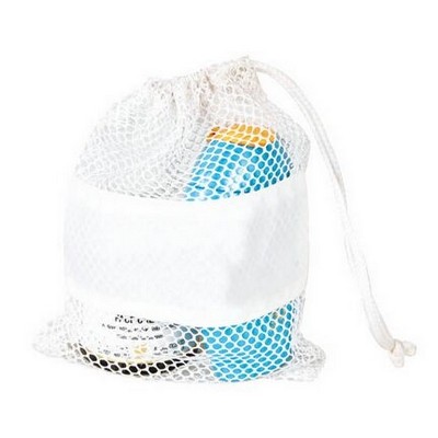 Nylon Mesh Drawstring Bag w/ Solid Center Band