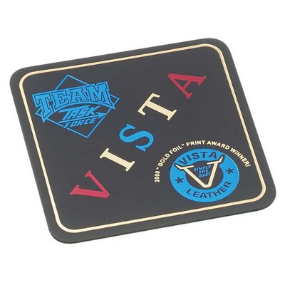 Square Top Grain Leather Single Coaster w/ Round Corners