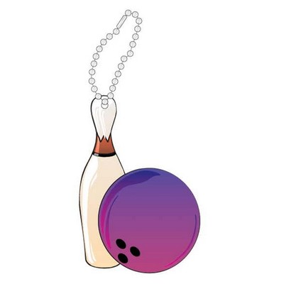Bowling Pin And Ball Promotional Key Chain w/ Black Back (10 Square Inch)