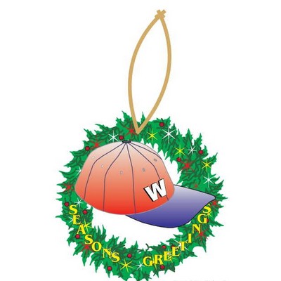 Baseball Cap Wreath Ornament w/ Black Back (10 Square Inch)