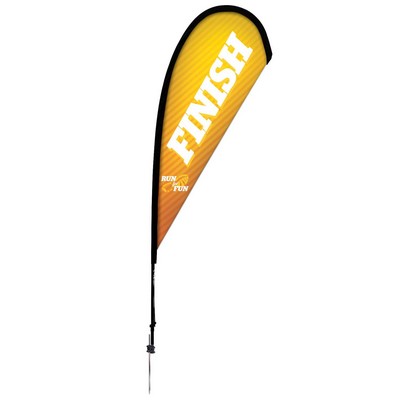 8' Premium Teardrop Sail Sign Flag, 1-Sided, Ground Spike