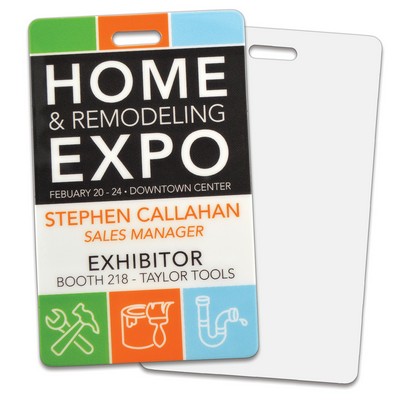 Rectangular Xpress Permanent Event Name Badges, 4-Color Front, Blank Back, 5 sizes