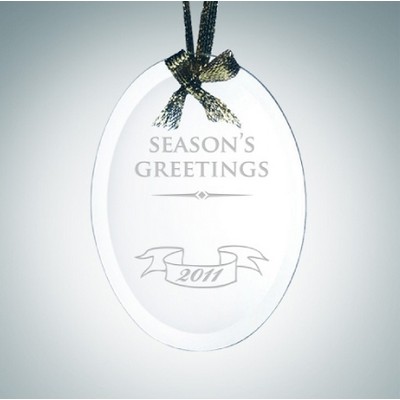 Beveled Oval Clear Glass Ornament