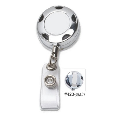 Chrome Retractable Badge Reel w/Belt Clip (Blank)