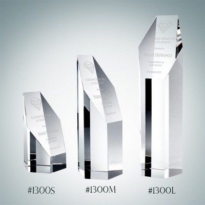 Optical Crystal Hexagon Tower Award - Large (Sandblasted)