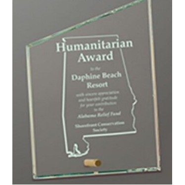 Economy Jade Glass Slant Top Rectangle Plaque (6"x8")