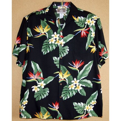 Hawaiian Shirt (DEEP INVENTORY) - 100% Silky Rayon Tropical Print w/ Genuine Coconut Buttons (S-3XL)