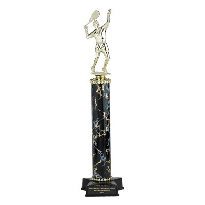 13" Single Marbled Column Trophy w/Star Base