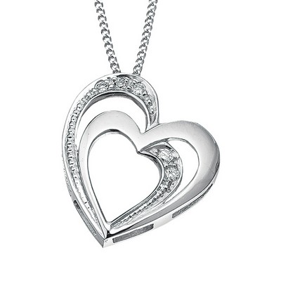 Diamond Heart Pendant in 10K White Gold (0.03 CT. T.W.)
