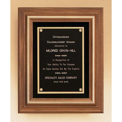 American Walnut Framed Plaque with Gold Trim, 12 x 14"