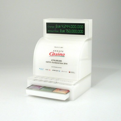 Cash Register Lucite® Embedment Award (4" x 6" x 4")