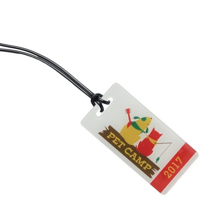 USA Made Full Color Acrylic Bag Tag, Custom Shape w/ Flexible Plastic Loop Strap (1-5 Sq. Inches)