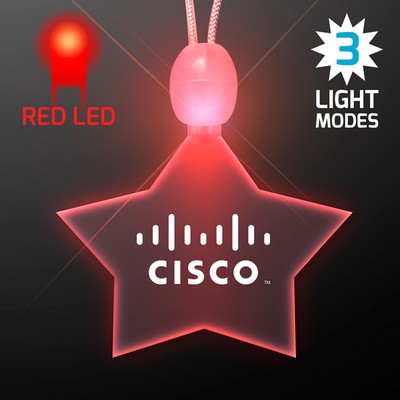 Light Up Promotional Acrylic Star Necklaces with Red LED - PRINTED