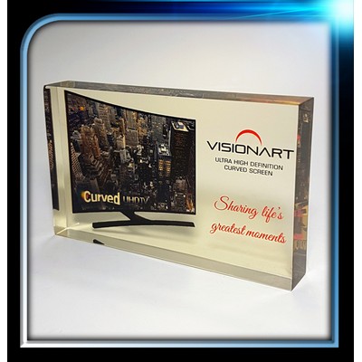 Corporate Series Gold Acrylic Rectangle Paperweight (5"x3"x3/4")