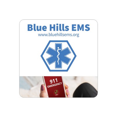 Square Sticker | Round Corners | 4" x 4" | White Static | Static Back | Digital