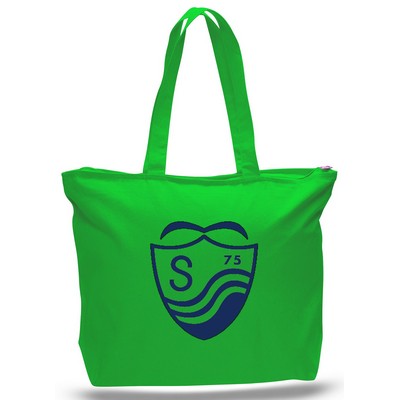 Heavy Jumbo Lime Green Canvas Tote--20x15x5--1-Color Imprint