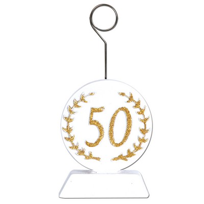 Gold Glittered "50" Photo/ Balloon Holder